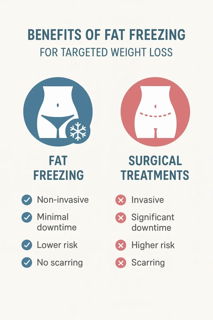 graphic showing the benefits of fat freezing Camberley