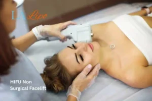 Woman having Hi-Fu to reduce wrinkles Camberley.
