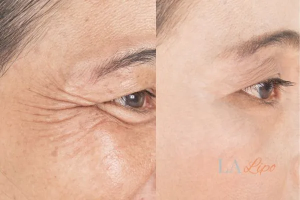 Before and after results of woman - HI-fu wrinkles reduction treatment Camberley