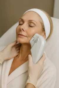 Woman receiving HIFU non surgical facelift treatment Camberley