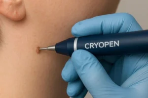 Person receiving skin tag removal Camberley